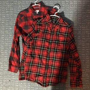 Classic Plaid Flannel Kids Shirt Set - Red and Black 8/10